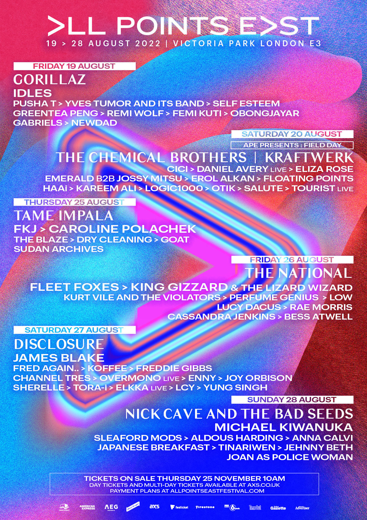 All Points East 2023 Tickets Lineup, 18 - 28 Aug