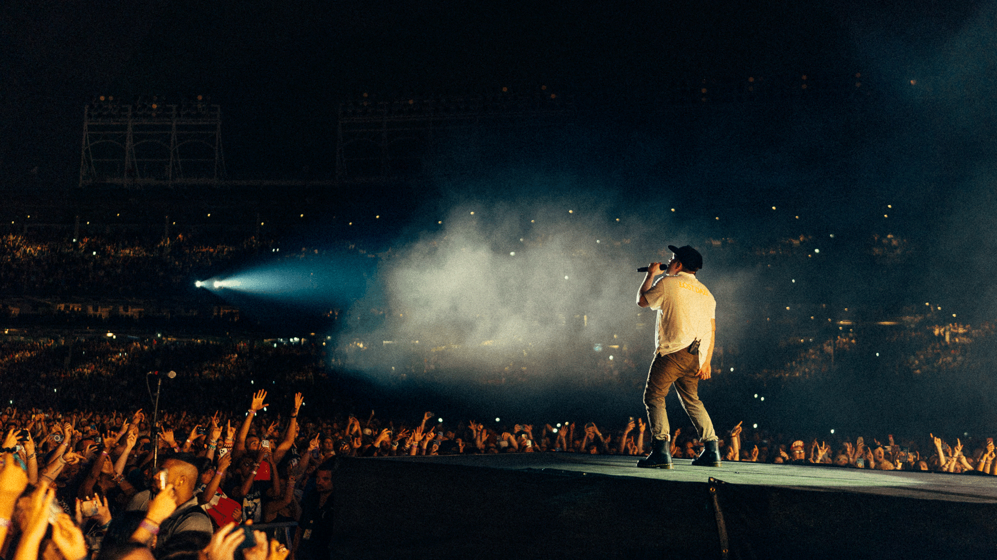 Chicago, USA. 15th Aug, 2021. Patrick Stump of Fall Out Boy during the  Hella Mega tour at Wrigley Field on August 15, 2021, in Chicago, Illinois  (Photo by Daniel DeSlover/Sipa USA) Credit