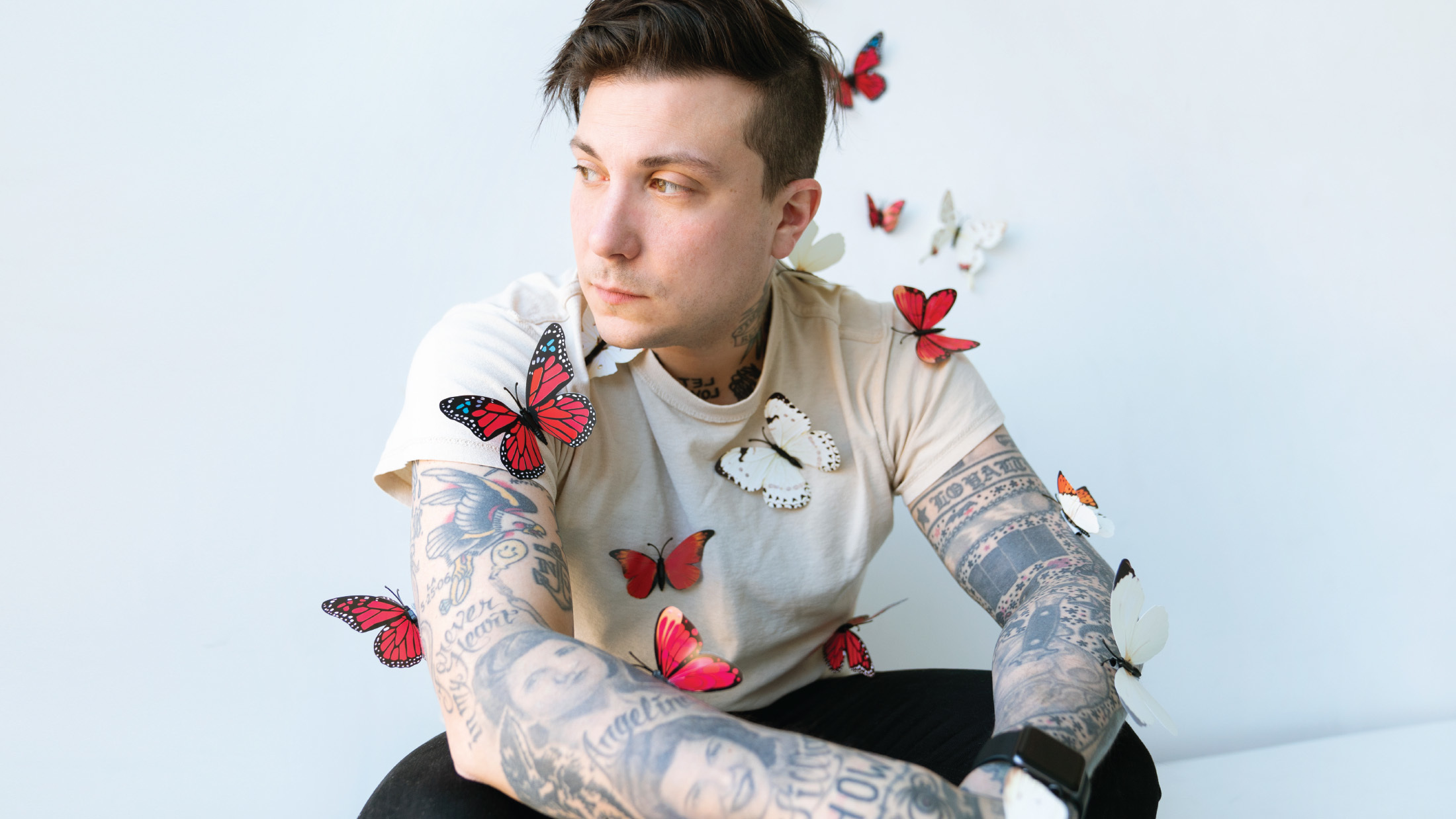 Frank Iero Quote My tattoos are like a scrapbook of my life Sometimes  you dont feel comfortable in your own skin so covering it up wit