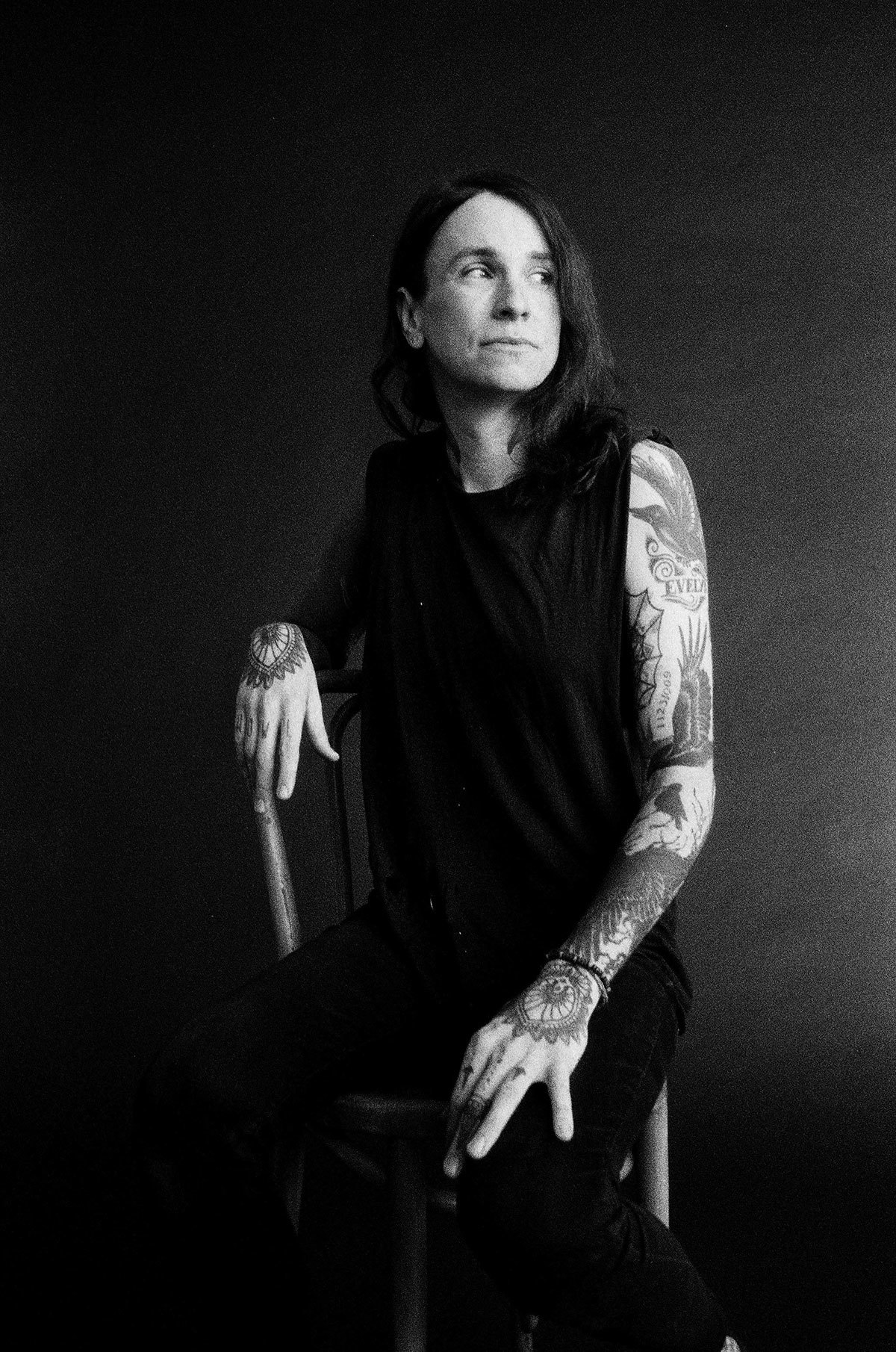 Laura Jane Grace of Against Me remotely permanently wrote the title of  the last song on Transgender Dysphoria Blues on my arm and played it for  me see all 4 pics Happy